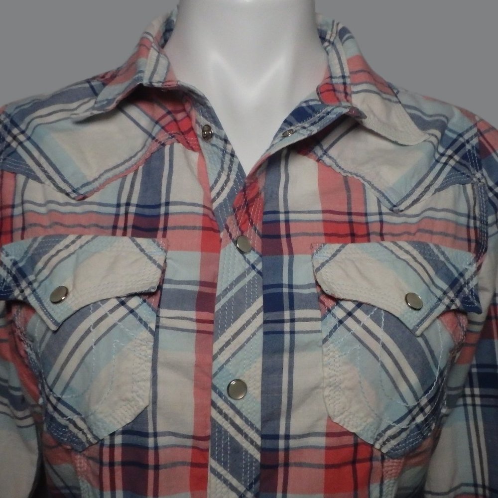 True Religion Women's Plaid Long Sleeve Shirt Med